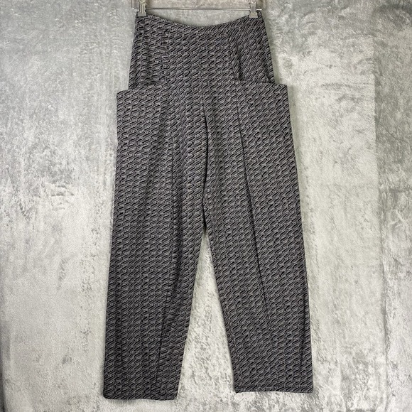 Matthildur Pants - Matthildur Pants Womens Sz S Grey Black Zen Print Artsy French Terry Zip Pockets